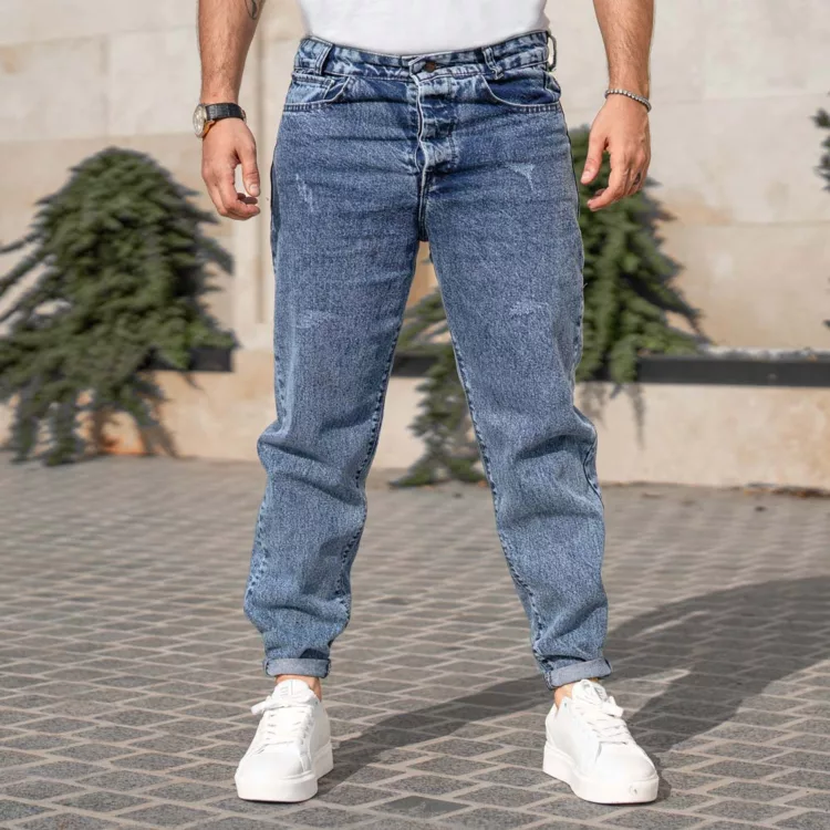 شلوار جین مردانه مام آبی کد 28113