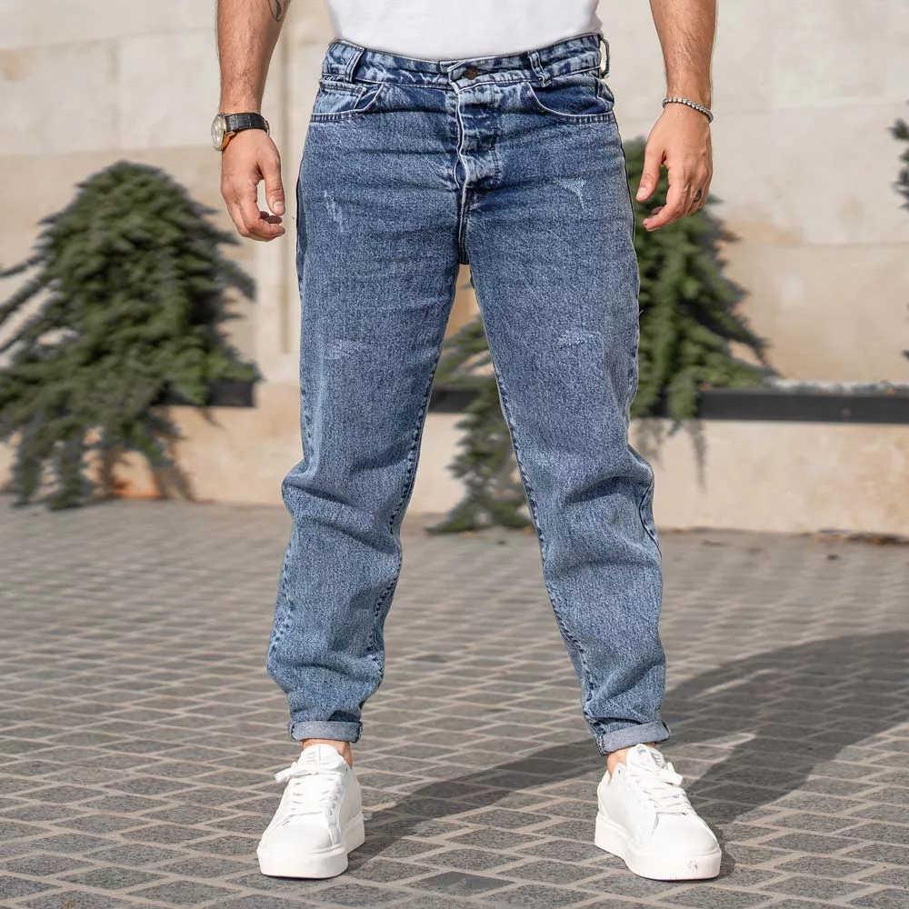 شلوار جین مردانه مام آبی کد 28113