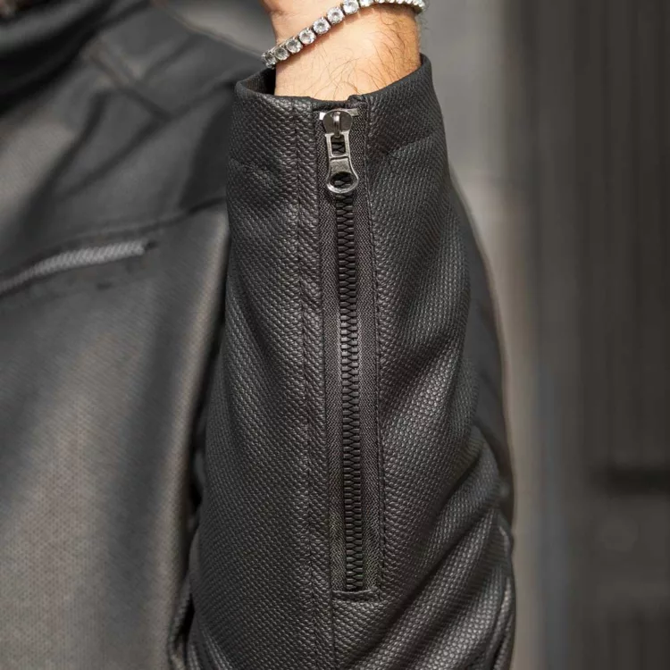 کاپشن چرم مردانه مشکی کد 28198