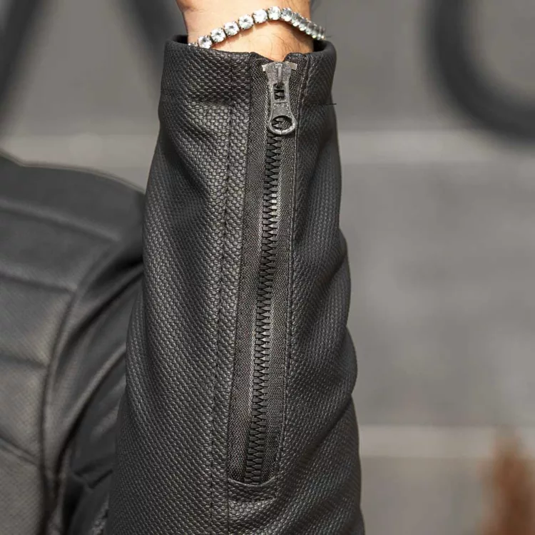 کاپشن مردانه چرم مشکی کد 28197