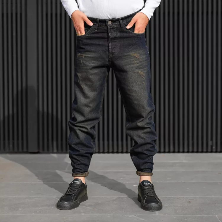 شلوار جین مردانه مام سرمه ای کد 28116