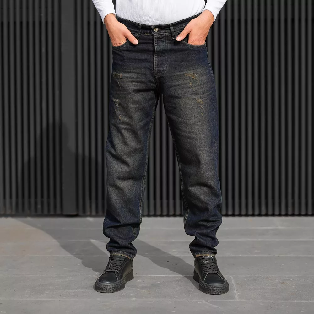 شلوار جین مردانه مام سرمه ای کد 28116