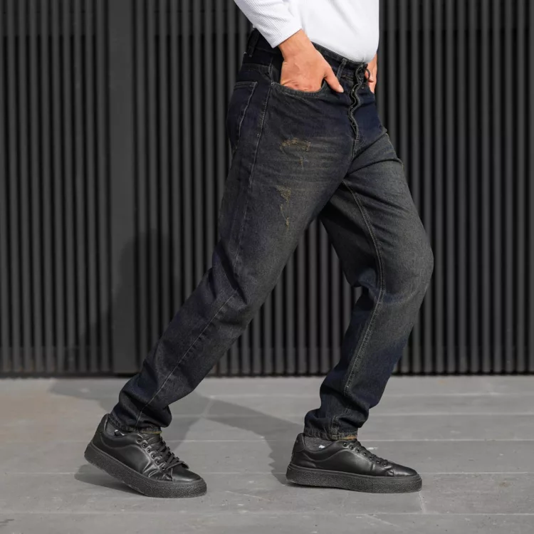 شلوار جین مردانه مام سرمه ای کد 28116