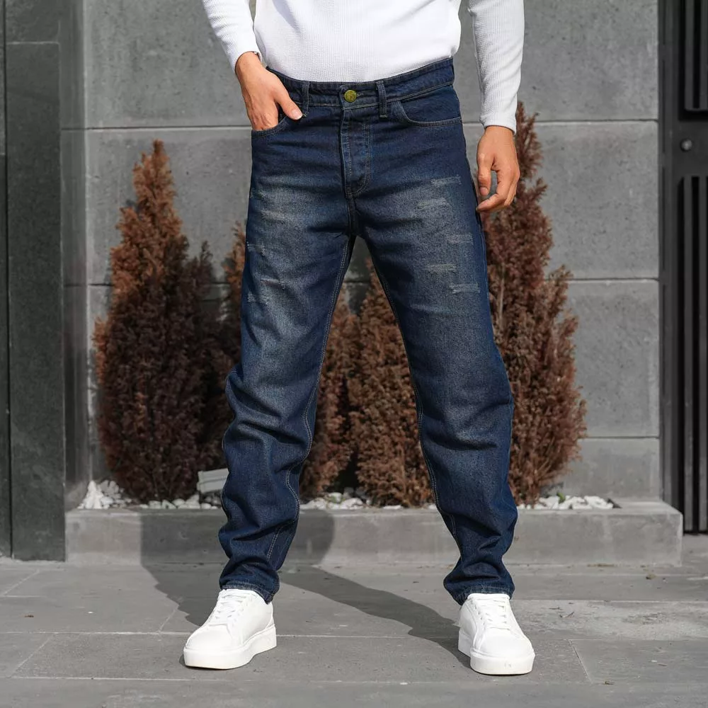 شلوار جین مردانه مام آبی تیره کد 28134