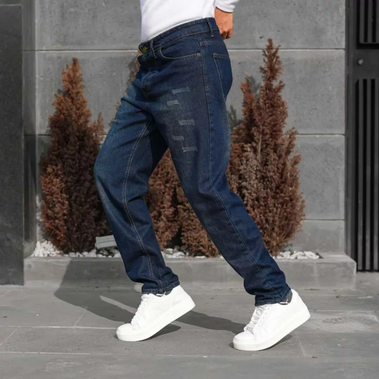 شلوار جین مردانه مام آبی تیره کد 28134