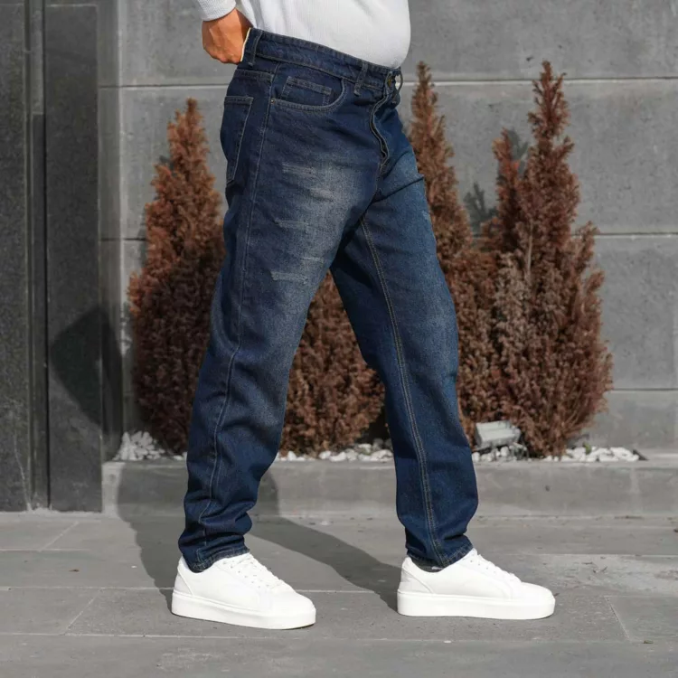 شلوار جین مردانه مام آبی تیره کد 28134