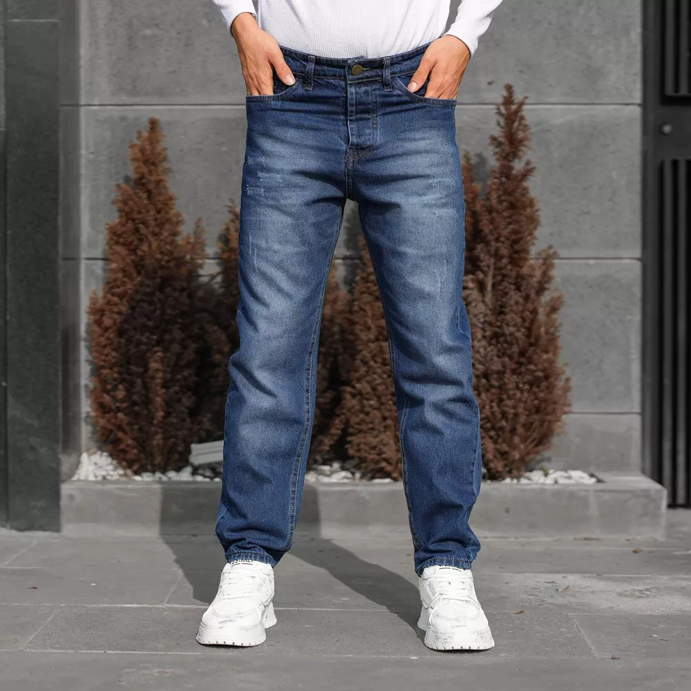 شلوار جین مردانه مام آبی کد 28135