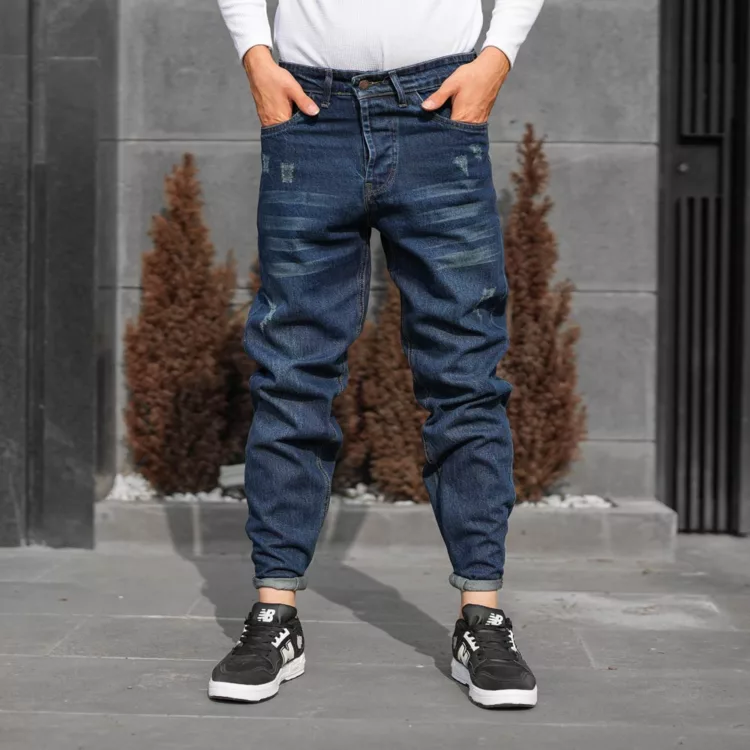 شلوار جین مردانه مام آبی تیره کد 28132