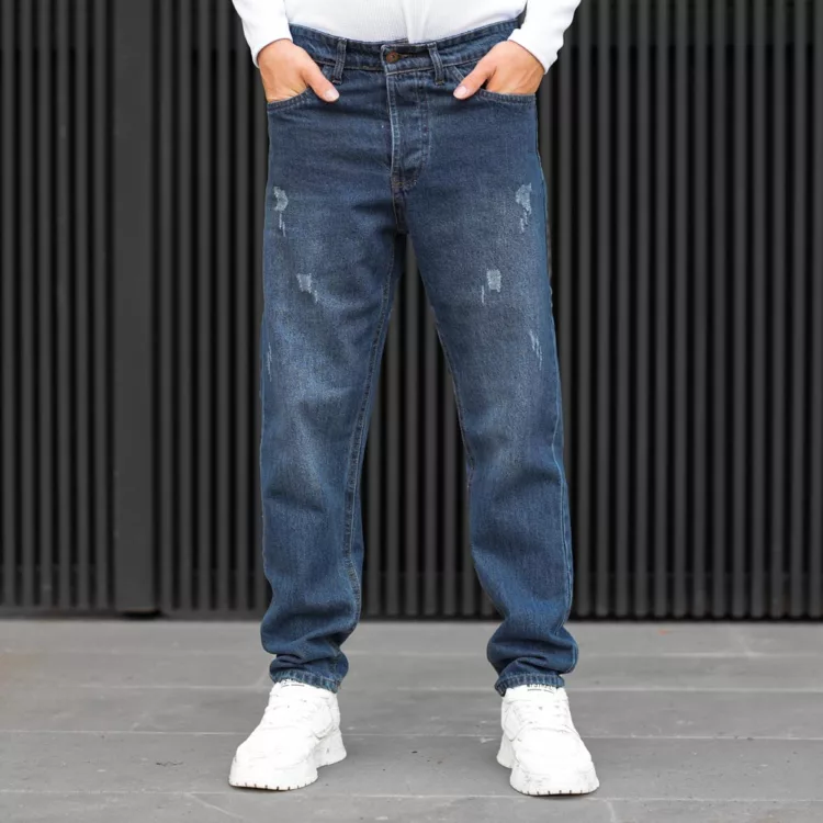 شلوار جین مردانه مام آبی کد 28133