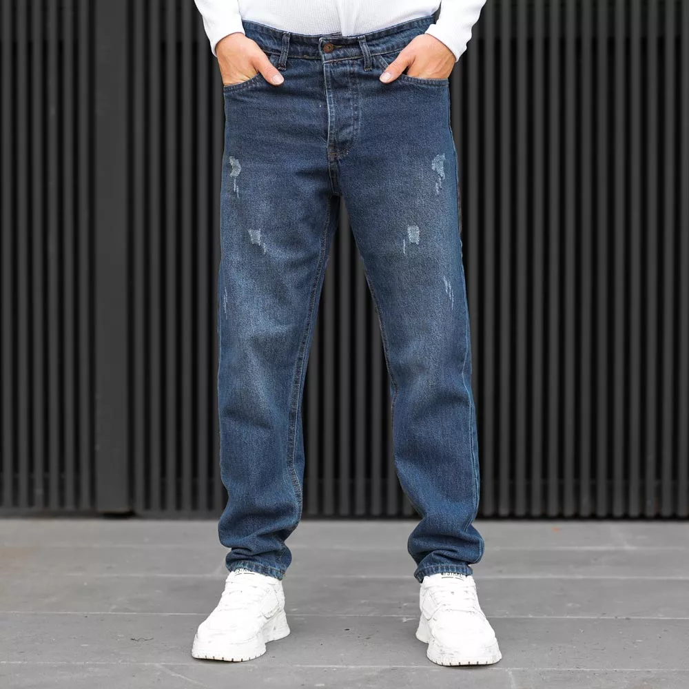 شلوار جین مردانه مام آبی کد 28133