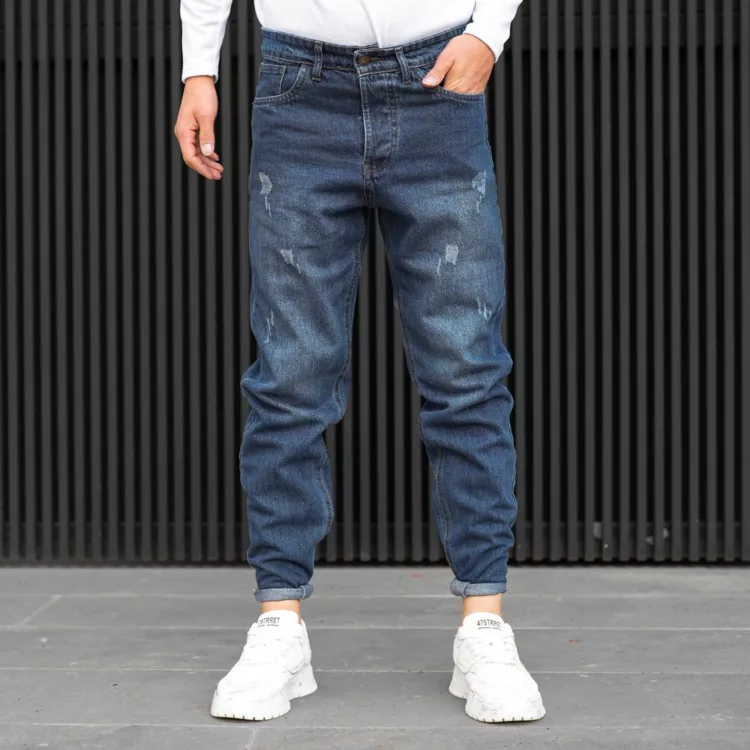 شلوار جین مردانه مام آبی کد 28133