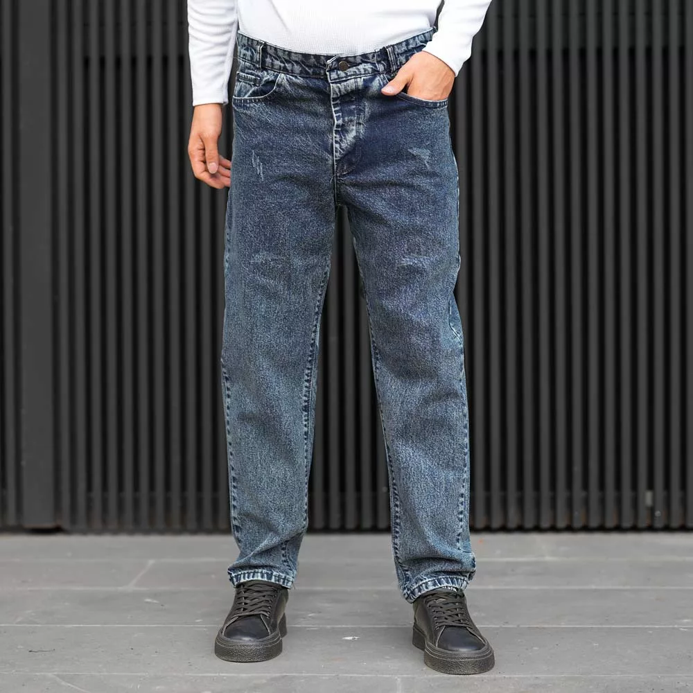 شلوار جین مردانه مام آبی کد 28114