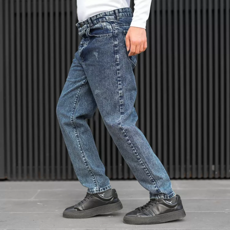 شلوار جین مردانه مام آبی کد 28114