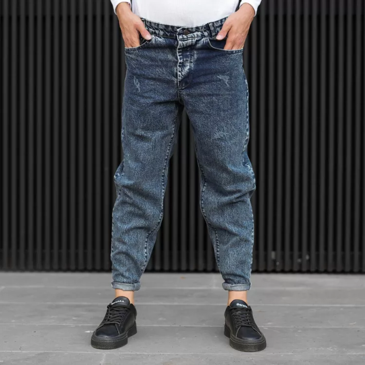 شلوار جین مردانه مام آبی کد 28114