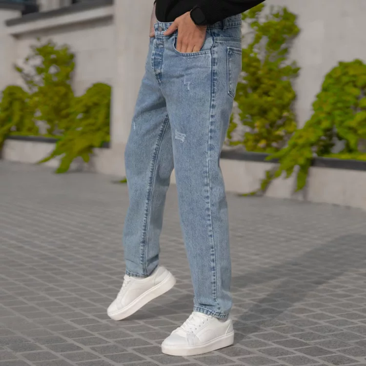 شلوار جین مردانه مام آبی کد 28170