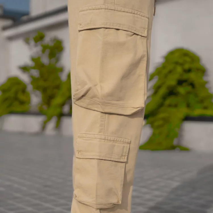 شلوار اسلش مردانه کارگو کرم کد 28189