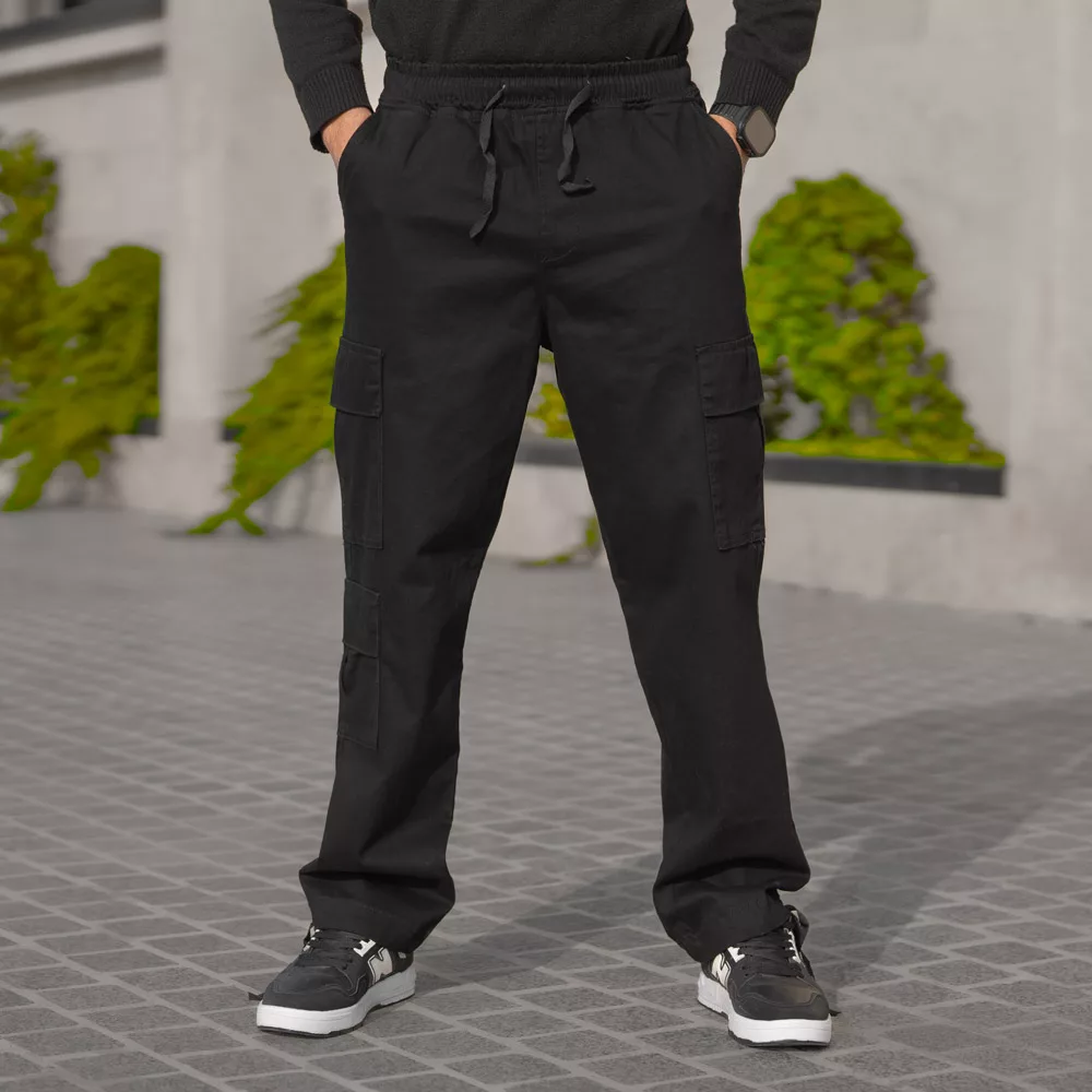 شلوار اسلش مردانه کارگو مشکی کد 28190