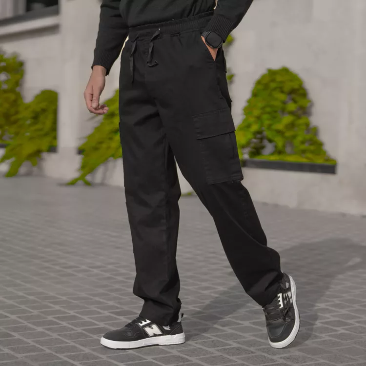 شلوار اسلش مردانه کارگو مشکی کد 28190