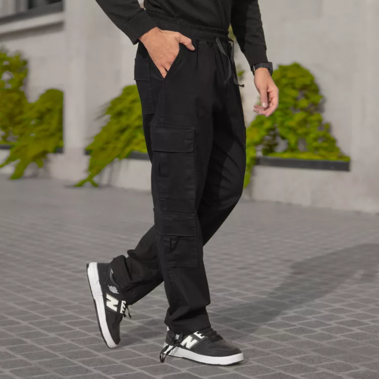 شلوار اسلش مردانه کارگو مشکی کد 28190