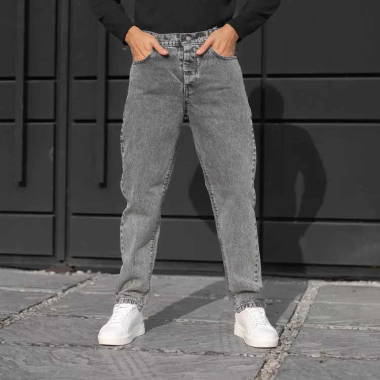 شلوار جین مردانه مام  خاکستری کد 28232