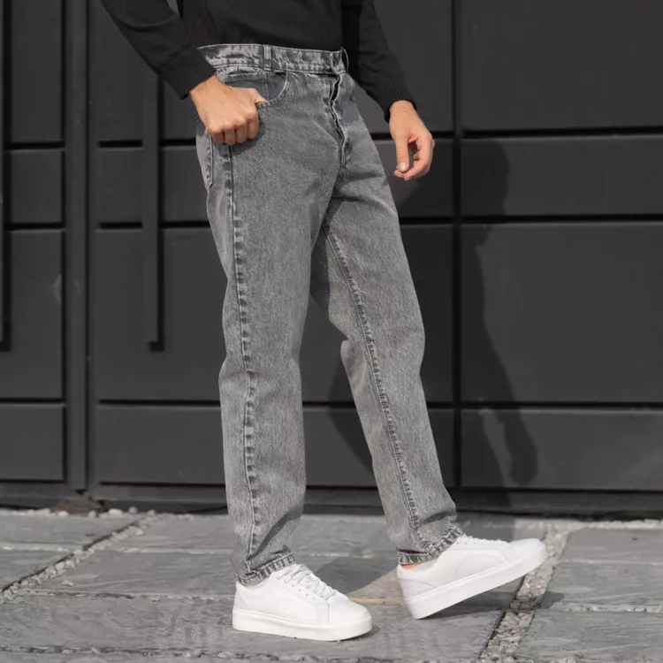 شلوار جین مردانه مام خاکستری کد 28232