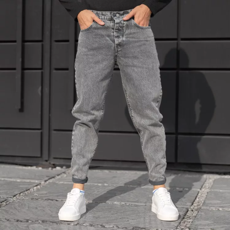 شلوار جین مردانه مام خاکستری کد 28232