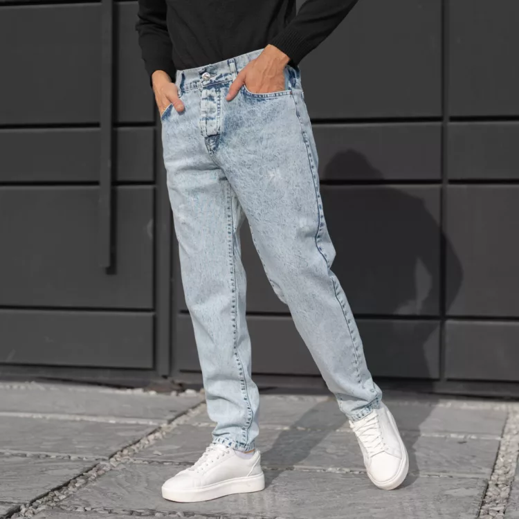 شلوار جین مردانه مام آبی روشن کد 28230