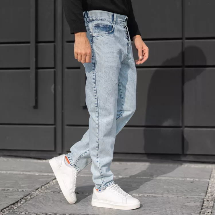 شلوار جین مردانه مام آبی روشن کد 28230
