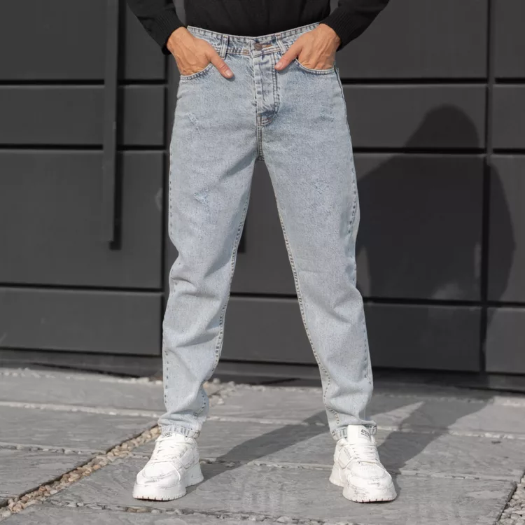 شلوار جین مردانه مام آبی روشن کد 28228