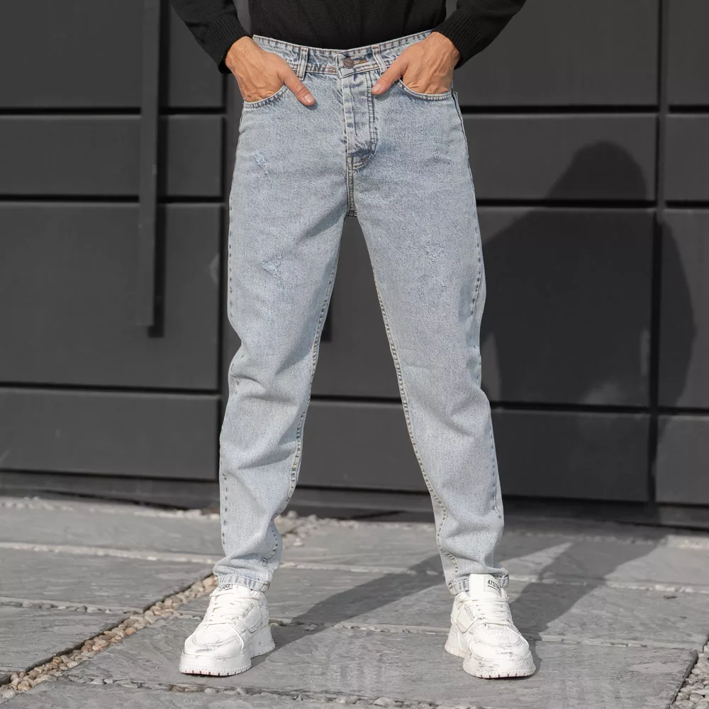 شلوار جین مردانه مام آبی روشن کد 28228