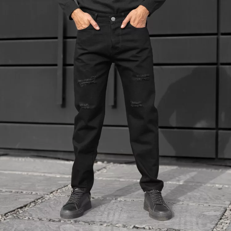 شلوار جین مردانه مام مشکی کد 28229