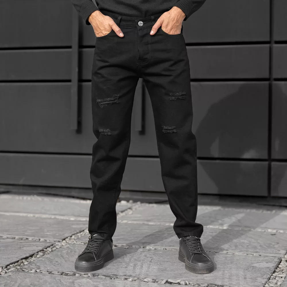 شلوار جین مردانه مام مشکی کد 28229