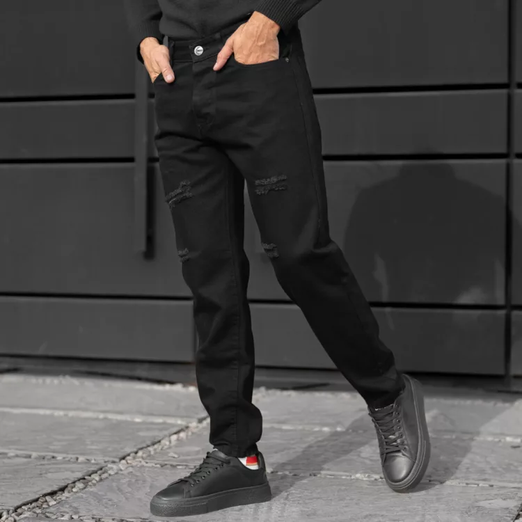 شلوار جین مردانه مام مشکی کد 28229