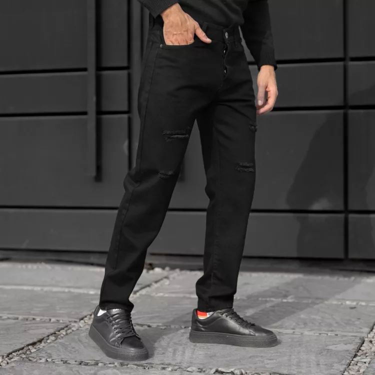 شلوار جین مردانه مام مشکی کد 28229