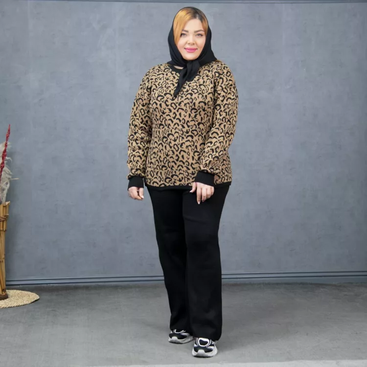 ست پلیور و شلوار دخترانه پلنگی کد 27939