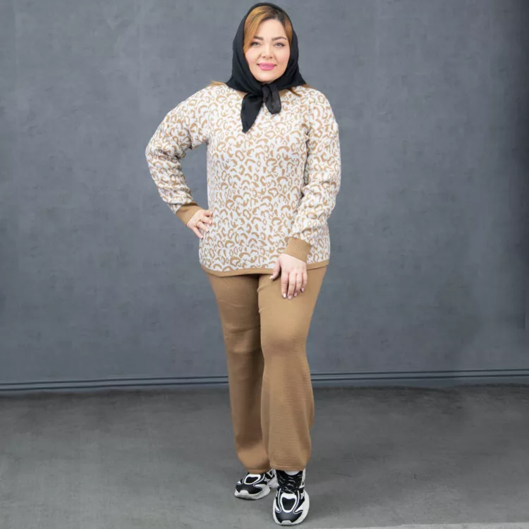 ست پلیور و شلوار دخترانه پلنگی کد 27939