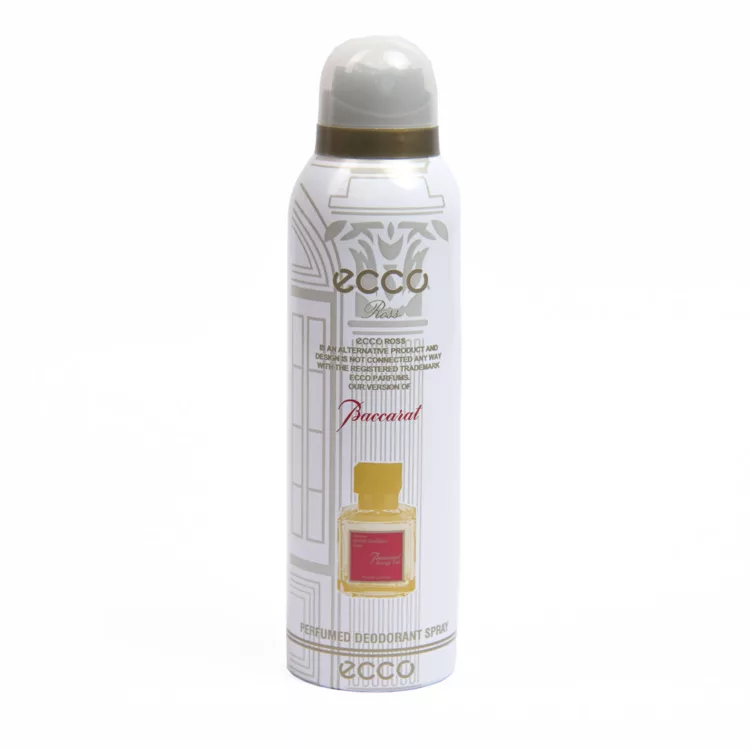 اسپری بدن مردانه و زنانه اکو رز ecco ross مدل باکارات رژ سفید