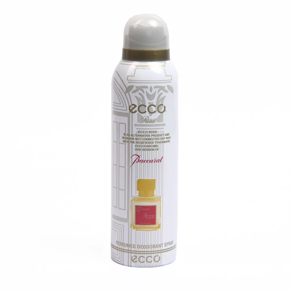 اسپری بدن مردانه و زنانه اکو رز ecco ross مدل باکارات رژ سفید