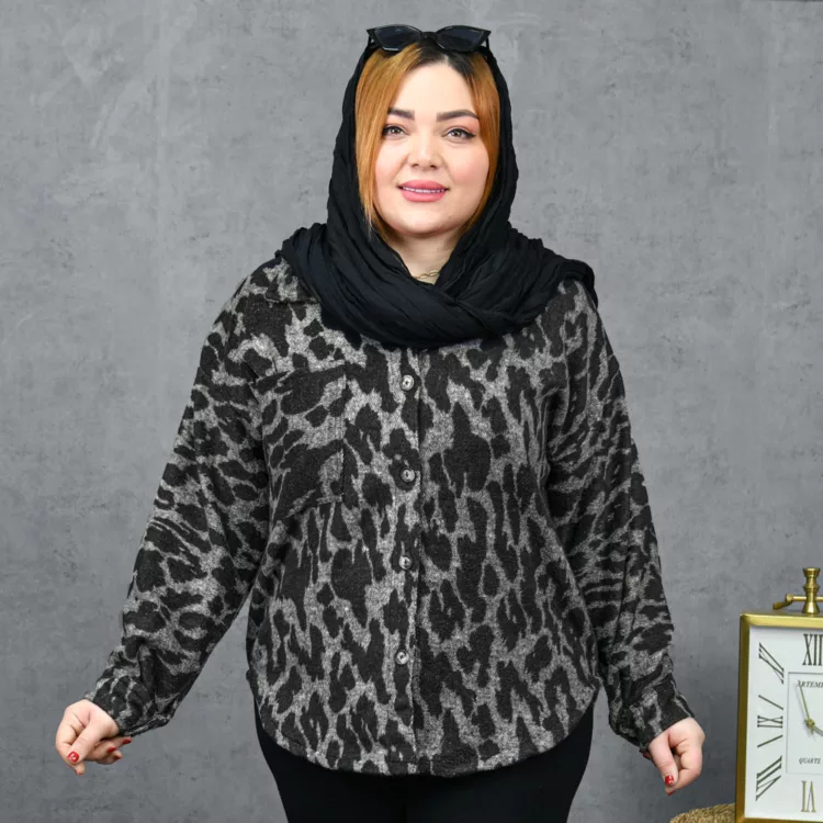 مانتو پشمی دخترانه پلنگی کد 28205