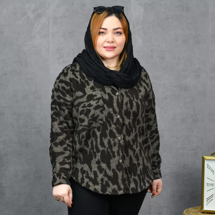 مانتو پشمی دخترانه پلنگی کد 28205