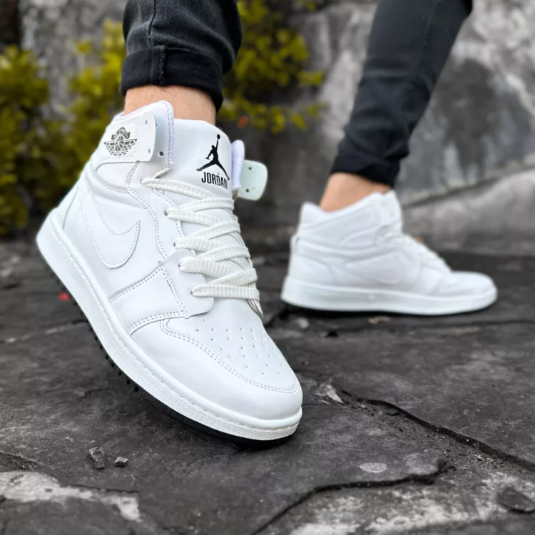 کتانی مردانه ساق دار نایک ایر جردن سفید کد 27781