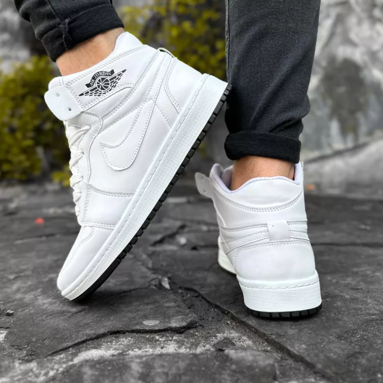 کتانی مردانه ساق دار نایک ایر جردن سفید کد 27781