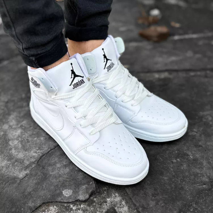 کتانی مردانه ساق دار نایک ایر جردن سفید کد 27781