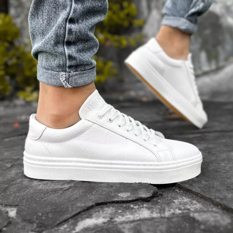 کتانی مردانه برشکا سفید کد 27840