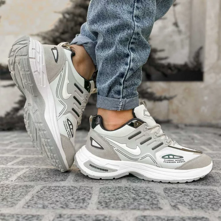 کتانی مردانه نایک فشن طوسی روشن کد 28186