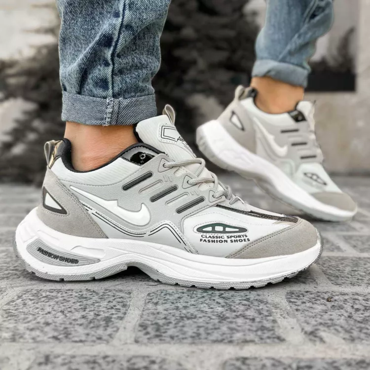 کتانی مردانه نایک فشن طوسی روشن کد 28186