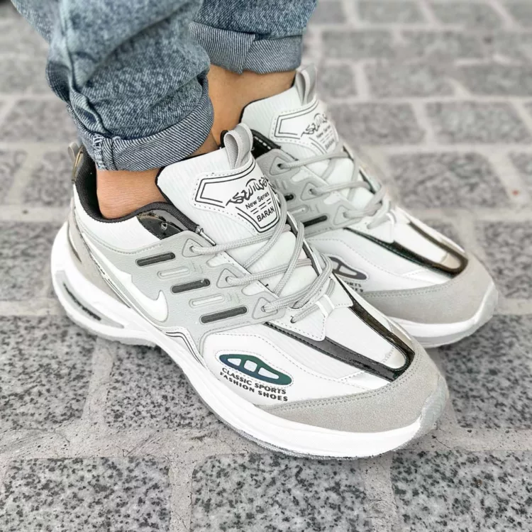 کتانی مردانه نایک فشن طوسی روشن کد 28186