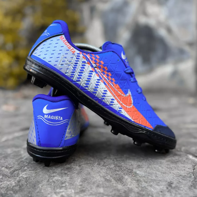 کتانی فوتبال استوک دار نایک آبی کاربنی کد 27733