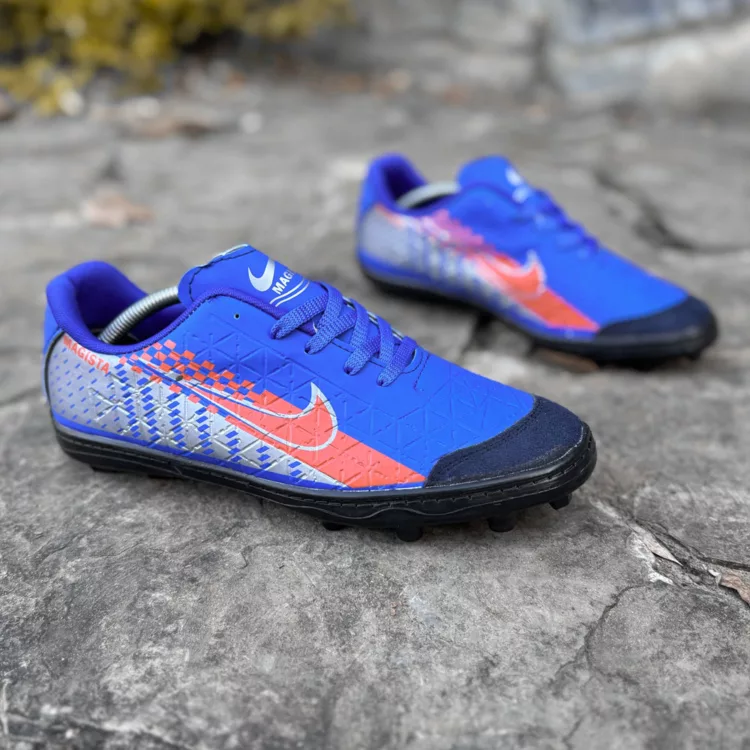 کتانی فوتبال استوک دار نایک آبی کاربنی کد 27733