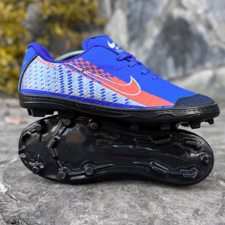 کتانی فوتبال استوک دار نایک آبی کاربنی کد 27733